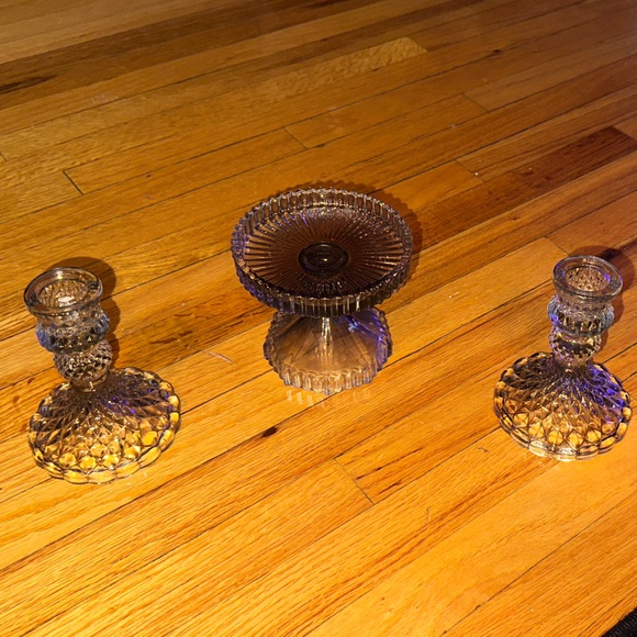 Other - Elegant Glass Candle Holders Set
